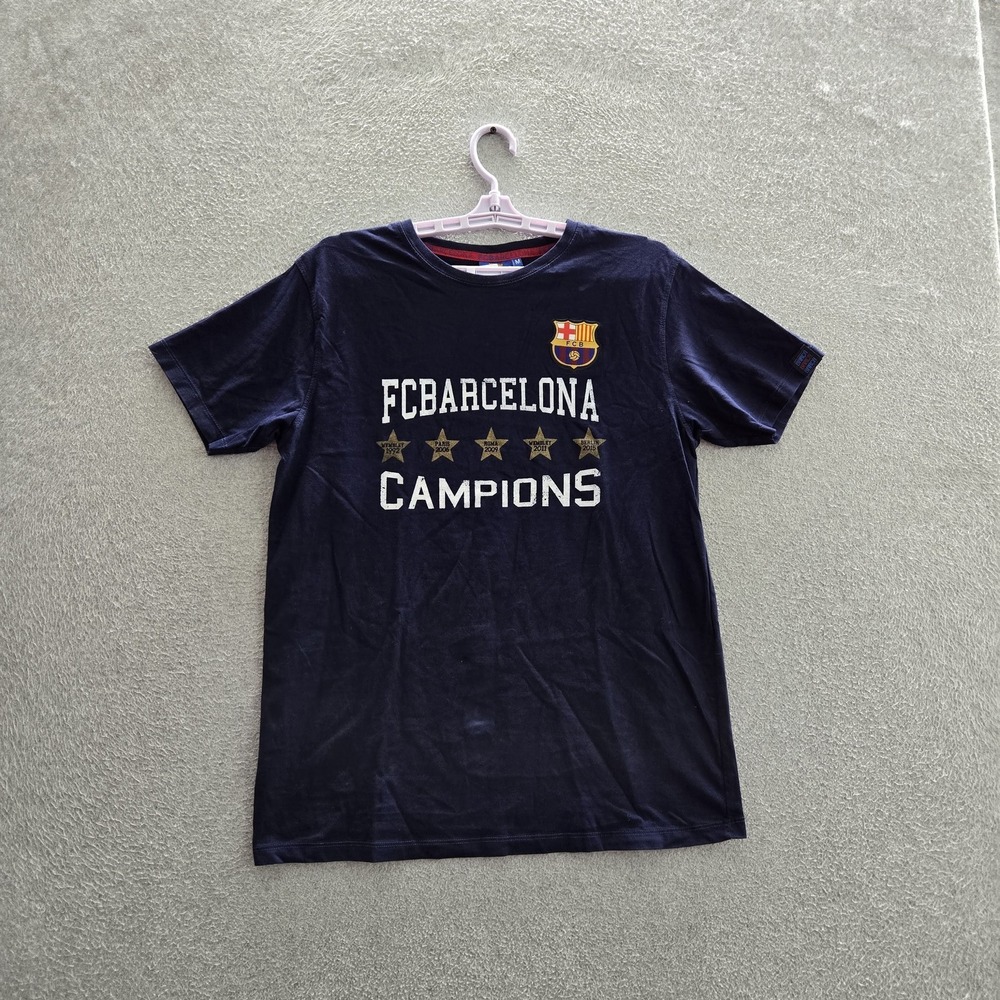 FC Barcelona Men Shirt M Blue Unknown Brand Graphic Team Logo Short Sleeve